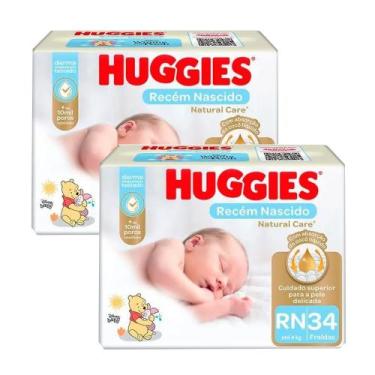 Imagem de Kit 2 Fraldas Huggies Natural Care Rn Mega - 68 Tiras