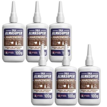 Imagem de Kit 6 Cola Instantânea Marceneiro Ultra Rápido 100G - Almasuper - Alma
