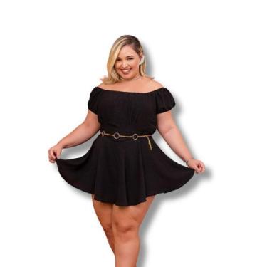 Imagem de Macaquinho Plus Size Short Saia Rodada C Cinto 0589 - Bellucy Modas, P