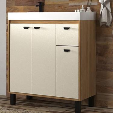 Imagem de Gabinete de Banheiro com Lavatório 80cm Ref 830 Cewal - Itapuã/Off Whi