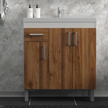 Imagem de Gabinete de Banheiro 80cm com Lavatório Ref 581 Cewal - Branco/Amendoa