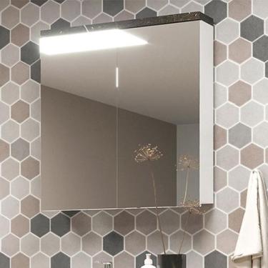 Imagem de Armário de Banheiro 70cm 02 Portas Ref 710 Cewal - Branco/Portoro