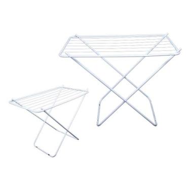 Imagem de Varal De Chão Sem Abas Retrátil Dobrável Reforçado Branco 100 Cm - Gud