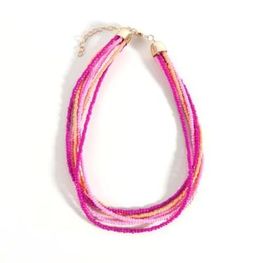 Imagem de SCRDPRAD Gargantilha colorida de várias camadas com contas de sementes para mulheres, boêmia, feita à mão, pedra de cristal, colar havaiano, aniversário, verão, praia, joias para presente, Aço