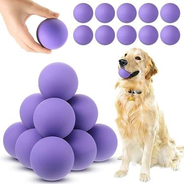 Imagem de Hiboom Pacote com 15 bolas de tênis de borracha natural para cães que pegam bolas de cachorro de estimação para treinamento de busca, 6 cm, bolas de brinquedo interativas de salto alto e flutuantes