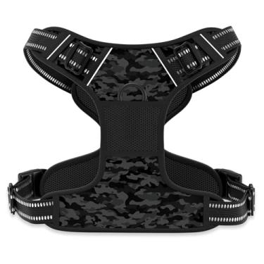 Imagem de Rnivvi Peitoral para cães, fofo, antipuxão, tamanho grande, refletivo, macio, acolchoado para cães grandes, peitoral para animais de estimação com alça de controle fácil para caminhadas, camuflagem