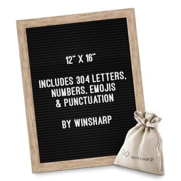 Imagem de Quadro de letras de feltro preto | 30,48 cm x 40,64 cm elegante moldura de madeira manchada escura com letras brancas | Placas de sinalização mutáveis premium para decoração de casa citações motivacionais anúncio de bebê lista de preços quadro de mensagens com suporte para pequenas empresas