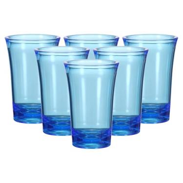 Imagem de HARFINGTON 6 peças de copos de dose de poliestireno de 34 g, ombré, multicoloridos, para coquetéis, copos redondos, bebidas alcoólicas, azul