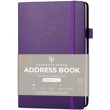 Imagem de Legend Planner Livro de endereços com abas alfabéticas – Livro de endereços telefônicos para números de telefone, endereços, contatos de e-mail, senhas e datas importantes – Tamanho médio, 14 x 19 cm,