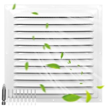 Imagem de TIHCXNY (1 pacote branco 25,4 cm x 25,4 cm) aberturas de ventilação de sótão aberturas de galpão de metal com tela de tela aberturas quadradas porta exterior casa sótão garagem teto melhorada grelha