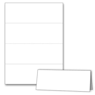 Imagem de Cartões de barraca com nome imprimíveis (500) - Grande 6,5 cm x 21,6 cm (dobrados) - Papel dobrável em branco para cartões de lugar/cartões de mesa - Capa branca de 36 kg - 2 por folha (250 folhas)