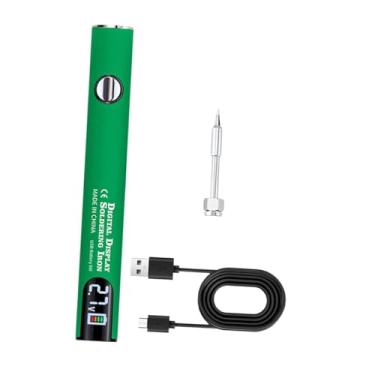 Imagem de Gralara Conjunto portátil de ferro de solda sem fio, tensões ajustáveis ​​2.7v 3.4v 4.2v para ferramenta de reparo de soldagem eletrônica, carregamento usb, Conjunto Verde
