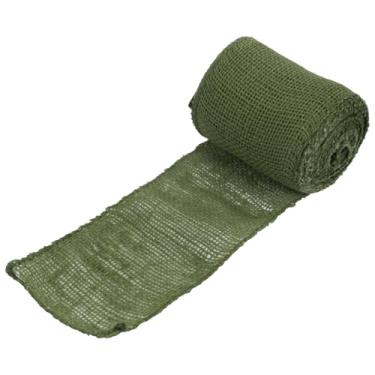 Imagem de BambooMN Rolo de fita artesanal de juta de tecido de serapilheira de 14 cm de largura, 1 rolo de 10 metros, verde-oliva