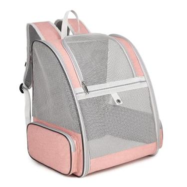 Imagem de Mochila para gatos BEIKOTT, mochila para animais de estimação para cães e pássaros de gatos, mochila de couro premium para gatos, aprovada por companhias aéreas, transportadora de cápsulas transparente para viagem/caminhada/uso ao ar livreBEIKOTT 13.9”L x 9.8”W x 16.5”H rosa
