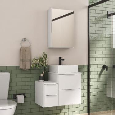 Imagem de Conjunto Gabinete Banheiro Nivus 60cm  - MOVEIS JOIA, Branco Inteiro