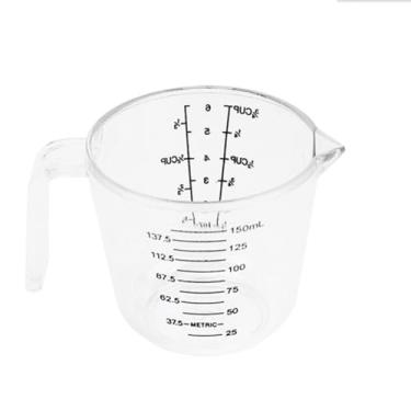 Imagem de Copo de medição de plástico grosso de boca larga para cozinha e casa, conjunto de 4 peças, copo de medição transparente de plástico, barril de 150/300/600/1000 ml, copo de balança de cozinha (branco)
