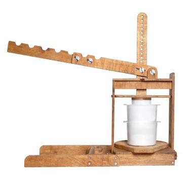 Imagem de Prensa de queijo de madeira grande holandesa - Kit de fabricação de queijo (prensa de queijo de madeira com alavanca e 2 moldes de queijo 1,3 Qt, 2 Qt, 2 gazes) - Prensa de queijo para fazer queijo