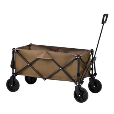 Imagem de carroça Carrinho de vagão com rodas dobrável, vagão de praia para compras com bolsa de rede, jardim, portátil, carrinho de mão, quintal e vagões para acampamento dobrável