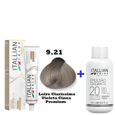 Imagem de Kit Coloração Itallian Premium 60g Loiro Claríssimo Violeta Cinza 9.21
