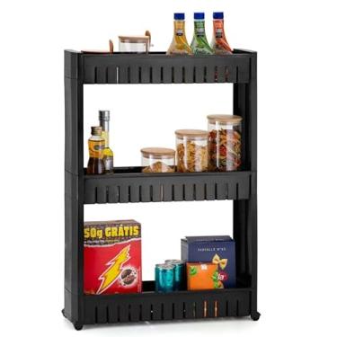 Imagem de Armário Prateleira Organizador Multiuso Estante Lateral para Cozinha Banheiro Quarto e Lavanderia(Preto)