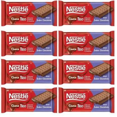 Imagem de Chocolate Nestlé Chocotrio Chocobiscuit Kit 10 Barras de 90g