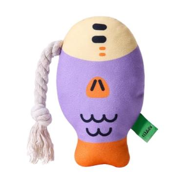 Imagem de BECHANMIG Brinquedos barulhentos para cães, brinquedos de cachorro de pelúcia com corda de puxar, brinquedos interativos para cães pequenos do meio-roxo