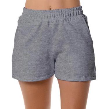 Imagem de Short Bermuda Feminina Moletom Fitness Moda - Kesdey, Cinza, G1