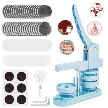 Imagem de MK.Bear Máquina De Fazer Botões De Ímã De Geladeira, Máquina De Fazer Pinos De 58 Mm/2,25 Pol. Para Ímã De Geladeira, Máquina De Prensa De Botão Sem Instalação Faça Você Mesmo Com 100 Peças De Supri