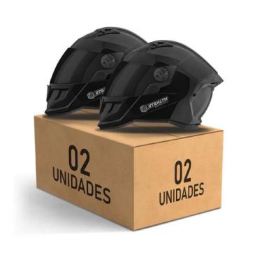 Imagem de Kit 2 Capacetes Fechados Stealth Solid Brilhante Viseira Fumê Feminino