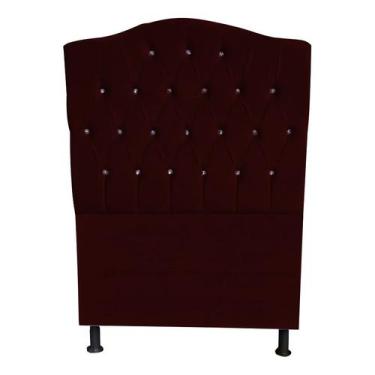 Imagem de Cabeceira De Cama Box Princesa Solteiro 90 cm Botão Strass Suede Bordo