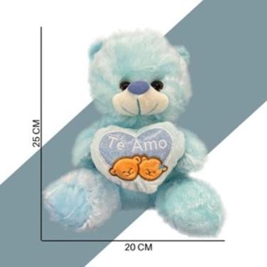 Imagem de Urso pelúcia 25cm com Coração Selo Inmetro presente - Toy king, Azul