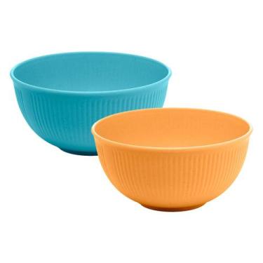 Imagem de Kit 2 Bowl Fibra de Bambu PP Resistente Stripes Cores Sortidas Tigela 