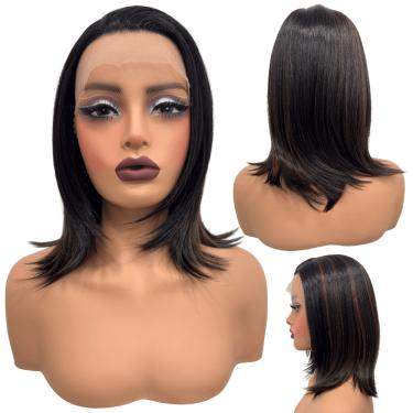 Imagem de Peruca front lace media curta 13x1 preto luzes F2/30