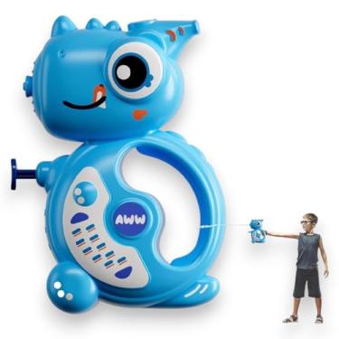 Imagem de Pistola de Água com Apito de Dinossauro, Brinquedo para Praia, Lançador de Água para Crianças (AZUL)