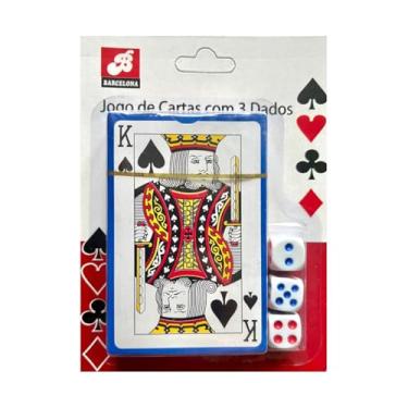 Imagem de Baralho Tradicional 54 Naipes, Jogo de Cartas Impermeável com 3 Dados Profissional 57x87mm, Para Poker, Truco Canasta