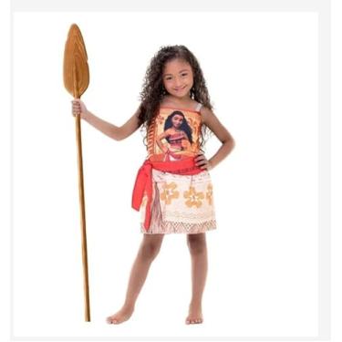 Imagem de Fantasia Infantil Moana pra Menina Vestido Princesas pra Festas e Carnaval (G 9-12)