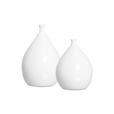 Imagem de Dupla Vaso de Cerâmica Branco Enfeite de Mesa Mimo Clássico
