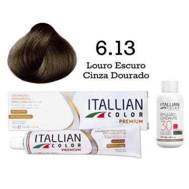 Imagem de Kit Coloração Itallian Color 6.13 Louro Escuro Cinza Dourado + Oxi 30