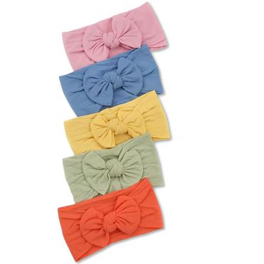 Imagem de Laços de Bebê Faixa Grossa Turbante Infantil Kit 5 unidades