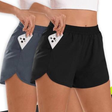 Imagem de Kit 2 SHORTS TACTEL FEMININO Bolsos Academia Corrida Bermuda - IRON SP