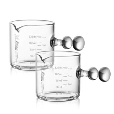 Imagem de Conjunto de copos de café expresso de 2 a 120 ml com alça e bico único, copo medidor de café expresso transparente para medida de café barista