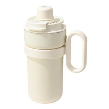 Imagem de Xícara de café moderna de aço inoxidável de camada dupla isolada a vácuo – 400 ml (corda) e 480 ml (cabo) | Caneca de bebida portátil elegante para bebidas quentes e frias (branca, 480 ml)