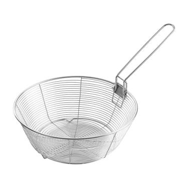 Imagem de ＫＬＫＣＭＳ Cesta redonda de fritas, frigideiras de lasca francesa de malha cesta, armazenamento fácil, filtro de fritadeira para camping de massa de massa de, L