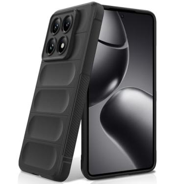 Imagem de BonYonka Capa de silicone para Xiaomi 14T Pro, forro de microfibra antiarranhões, capa à prova de choque com proteção para câmera, preta