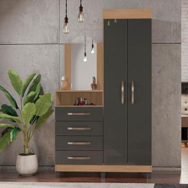 Imagem de Cômoda Roupeiro 4 Gavetas Nature Reno Grafite Personalizado 