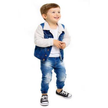 Imagem de Jaqueta Jeans Infantil Baby Peluciada Unissex-Unissex