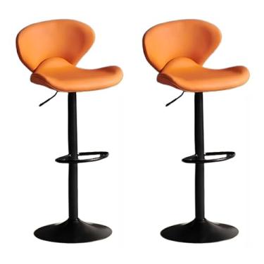Imagem de Lzyjckh Conjunto de 2 bancos de bar Cadeiras de bar giratórias modernas Bancos de bar giratórios ajustáveis ​​com encosto alto para bar, cozinha, sala de jantar,Orange
