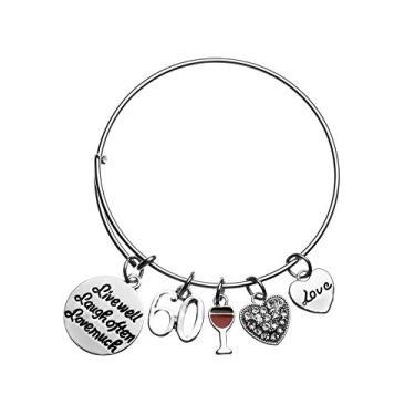 Imagem de Infinity Collection Pulseira de aniversário de 60 anos, presentes de aniversário para mulheres, Live Well, Laugh Often, Love Much Jewelry, Perfect 60th Birthday Gift Ideas, 15 cm, Metal, 6 inch, Metal