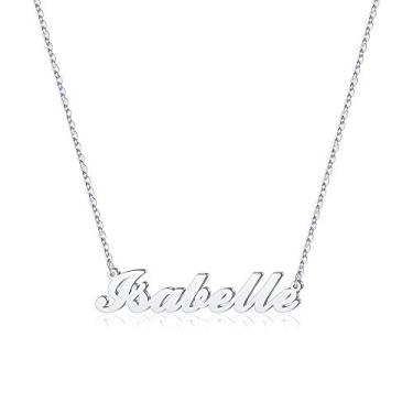 Imagem de Hidepoo Colar com nome personalizado – Colar com pingente de nome de aço inoxidável, corrente delicada com nome de letra, joias personalizadas, presentes para mulheres, Metal