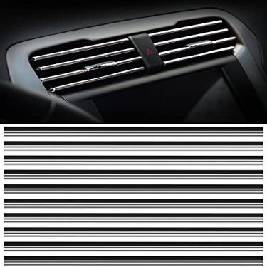 Imagem de MINGZAIQIPEI Saída de ventilação de carro acabamento interior do carro acabamento de moldagem de ar condicionado carro saída de ventilação acabamento cromado PVC interior do carro acabamento de saída